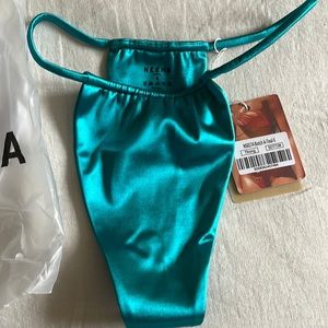 Oh Polly/Neena Swim Teal Thong Bikini Bottom S NWT